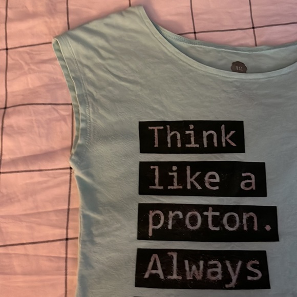 SOLD - Total Girl Blue Think Like a Proton Sleeveless Shirt Size 16/XL - Picture 3 of 6